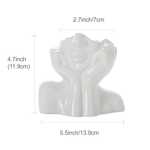 CEMABT Gesicht vase, Blume Dekor, Keramik Körper Weibliche Form, Ideale Regal, Moderne Bauernhaus Tisch, Kleine nette Bücherregal Halbgesicht (Stil-C) thumbnail 3