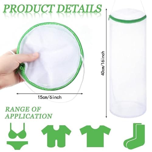 Boao Sock Laundry Bag with Mesh & Zipper - Hanging Hosiery Wash Bag for Socks, Lingerie, Underwear & Bras (3 Pieces) thumbnail 3