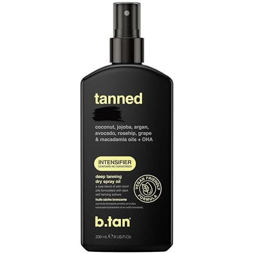 b.tan Best Tanning Oil  | Tanned AF Intensifier Deep Dry Spray - Fast, Ultra Dark, Outdoor Use, Packed with Sun Tan Accelerating Actives, Hydrating Bronze Glow, 0 SPF, Beach & Pool Essentials, 8 Fl Oz - Image 1