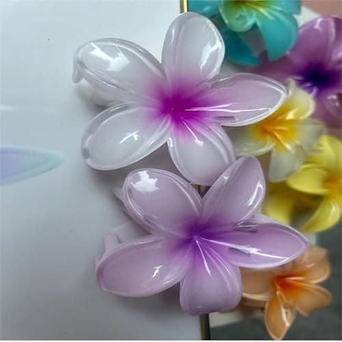 10 Pcs Hawaiian Plumeria Hair Clips, Flower Claw Clips for Thick and Thin Hair, Non-slip Beach Hairpins for Women thumbnail 8