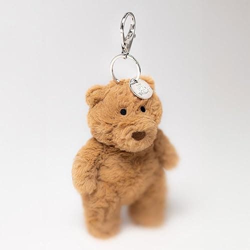 Jellycat Bartholomew Bear Bag Charm, 4.5 inches - Teddy Bear Plush Keychain - Great Gift Idea thumbnail 5