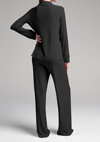 MANBEIYA Womens Pajama Sets 2 Piece Button Down Long Sleeve Soft Knitted Sleepwear Pjs Lounge Sets Nightwear thumbnail 3