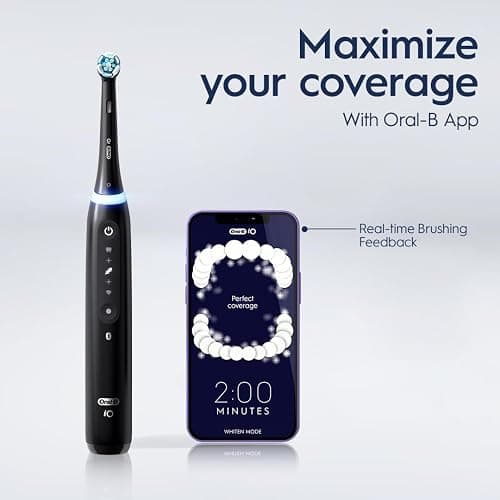 Oral-B iO Series 5 Rechargeable Electric Toothbrush with Visible Pressure Sensor to Protect Gums, 2 Minute Timer, 5 Cleaning Settings, 1 Replacement Toothbrush Heads, and Travel Case, Black thumbnail 8