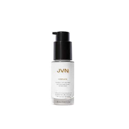 JVN Complete Blowout Styling Milk, 0.84 Fl Oz, Travel Size, Frizz Fighting, Heat Activated Style Extending Hair Cream and Heat Protectant, Hair Care for Women and Men, Silicone Free - Image 1