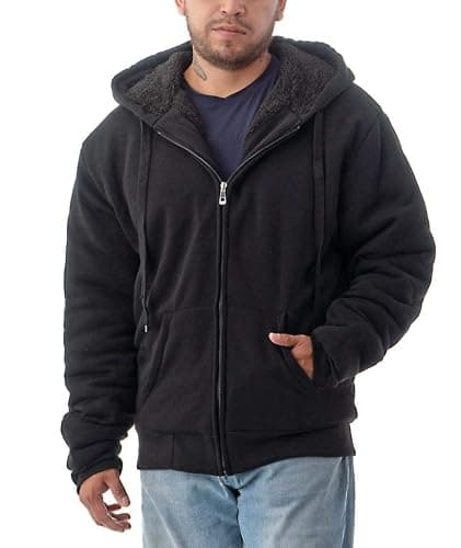 Jvini Men's Ultra Soft Sherpa Lined Hoodie - Full Zip Fleece Lining Heavy Duty Sweatshirts - Image 1