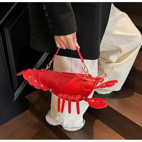 Cute 3D Lobster Shoulder Bag Crossbody Bag, Novelty Purse, Unique Animals Shaped Handbag for Women (Red 02) thumbnail 2