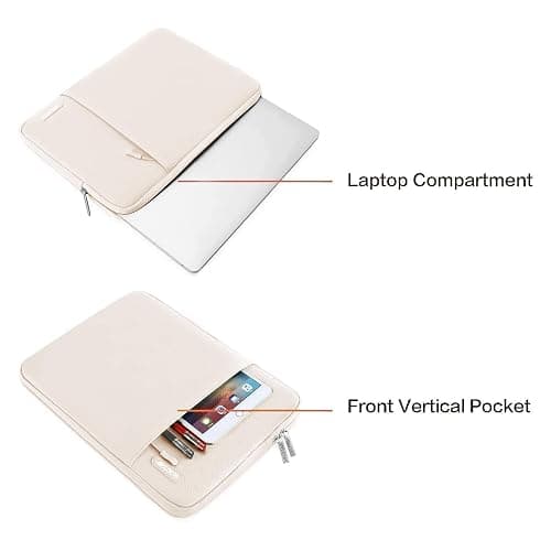MOSISO Laptop Case 13.3 inch, 13-13.3 inch Laptop Sleeve Compatible with MacBook Air/Pro 13/Pro 14 M5 M4 M3 M2 M1, HP Dell ASUS Lenovo,Polyester Vertical Computer Sleeve Bag with Pocket, Sand thumbnail 5