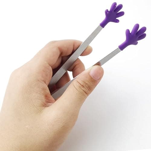 GXXMEI 10PCS Mini Tong, Hand Shape Silicone Food Tongs, 5Inch Kid Tongs for Sugar Cubes, Serving Food, Colorful Kitchen Tongs Perfect for Kids thumbnail 4