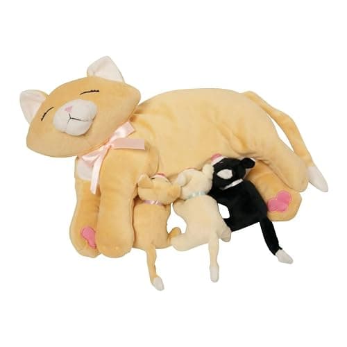 Manhattan Toy Nursing Nina Nurturing Cat Stuffed Animal with Plush Kittens 10 inch - Image 1