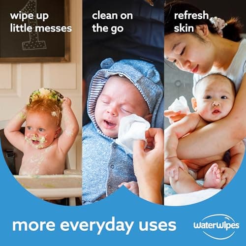 WaterWipes Plastic-Free Original-baby Wipes, 99.9% Water Based Wipes, Unscented & Hypoallergenic for Sensitive Skin, 540 Count (9 packs), Packaging May Vary - 60 Count (Pack of 9) thumbnail 6