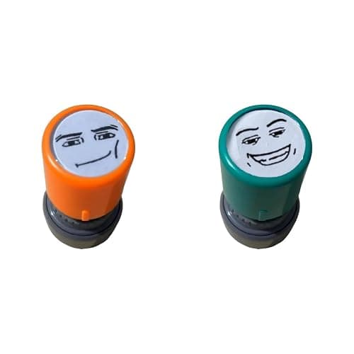 Funny Game Characters Stamp Set, Cute Expressions Photo-Sensitive Seal, Unique Teacher Award Stamps for School, Office, DIY Crafts, Journaling & Scrapbooking (Orange + Green) thumbnail 6