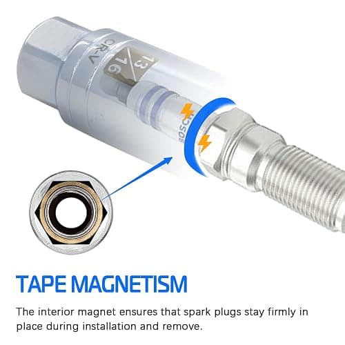 13/16-inch Magnetic Spark Plug Socket 3/8-inch Drive 6-Point Powerful Magnet Retains Spark Plugs Chrome Vanadium Steel thumbnail 4