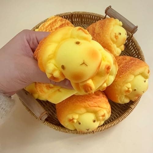 Squishy Toys, Cute Squeeze Bread Toast Sheep Sqweezy Slow Rising, Soft Squishies Party Favors for Anxiety Stress Relief, Original Sensory Fidget Novelty Relax Toy and Gift for Adults-Sheep thumbnail 5