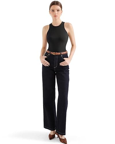 SUUKSESS Women Padded Cotton Ribbed Tank Tops High Neck Racerback Basic Tops thumbnail 2