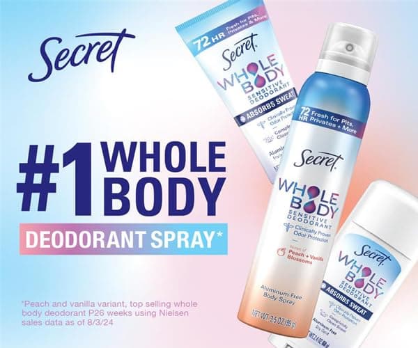 Secret Whole Body Deodorant for Women, Rosewater Scent, Aluminum Free Deodorant Spray, 72 HR Odor Protection, 3.5 oz thumbnail 2