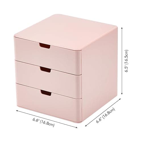 Dalanpa 3-Drawer Vanity Organizer, Compact Storage Organization Drawers Small Size Pink thumbnail 3