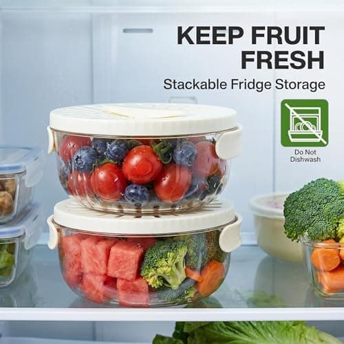 Multifunctional Fruit Washing Bowl with Strainer,2 in 1 Drain basket and Fruit Strainer Container with Lid,Fruit Washer Bowl for Kitchen,Fridge,Picnic & Camping(1QT) thumbnail 4