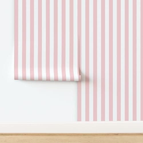 Peel & Stick Wallpaper 3ft x 2ft - Bold Stripe Dogwood Vertical Stripes Pink White Geometric Custom Removable Wallpaper by Spoonflower thumbnail 5