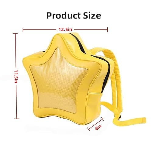 Vobomo Yellow Star Kawaii Backpack PU Leather Ita Bag Backpack Y2k Shoulder Bag Aesthetic Cute Backpack (Yellow) thumbnail 8