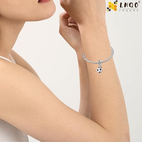 LNQOBU Hand der Fatima Charms Anhänger 925 Sterlingsilber Sport Fußball Charms für Armbänder Halskette Kmpatibel mit Europäischen Armbändern thumbnail 3