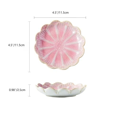 JAMEND CLXP Lotus Ring Holder Dish Small Indoor Ash Tray, Ceramic Dessert Plate Trinket Jewelry Holder Organizing Necklace Earrings for Parents Friends Sister, Pink. All Jewelries Are NOT Included. thumbnail 3