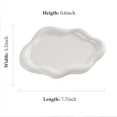 MDFAYE Jewelry Dish Trinket Tray for Women, Ring Dish Holder, Unique Cloud Shape Ceramic Plate Cute Things Vanity Aesthetic Room Decor Mother's Day Birthday (White) thumbnail 3