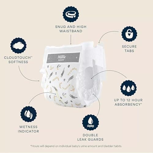 Milm Baby Diapers – Ultra Soft, Leak-Proof, Hypoallergenic Disposable Diapers – (Newborn) thumbnail 3