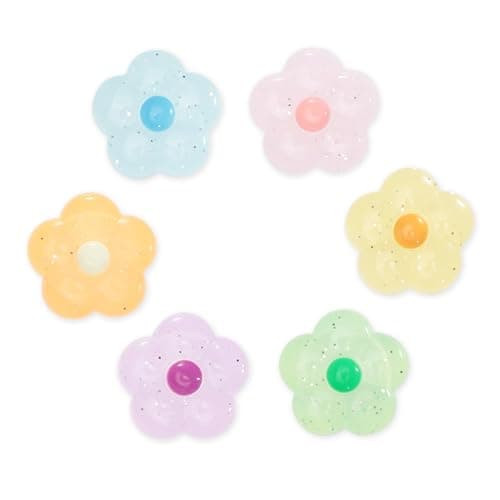 PERFECTSIGHT Cute Glitter Flower Thumb Grip Caps Compatible with Nintendo Switch/OLED/Switch Lite Console, Button Cover for NS Joycon Controller, 6PCS Kawaii Joystick Cap Flower - Image 1
