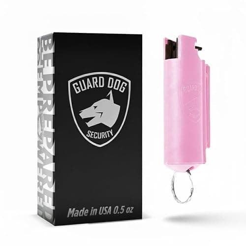 Guard Dog Security Quick Action Pepper Spray Self Defense Keychain, Maximum Strength 1.44 MC, OC Spray, 16-Foot Range, Twist-Lock Safety, Belt Clip for Easy Carry for Women and Men, Made in USA - Image 1