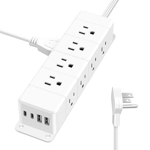 ANNQUAN 40W Fast Charging Under Desk Power Strip,12 Outlet Mountable Power Strip with 4 USB,1200J Surge Protection,6FT Flat Extension Cord - Image 1