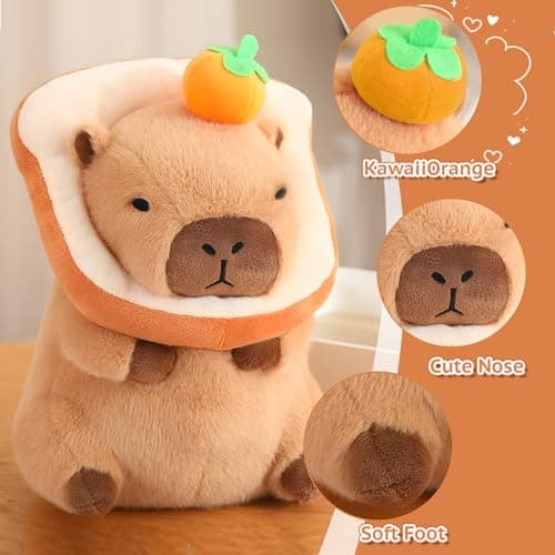 NXNYNZ 12 Inch Cute Capybara Plush Kawaii Soft Capybara Plush Doll Pillow with Bread Capybara Stuffed Aniamls Toys for Girls Children Adults Birthdays Valentines Gift (Capybara Stuffed Animals) thumbnail 3