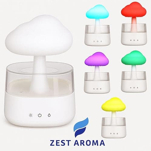 Zest Aroma 2 in 1 Cloud Humidifier and Oil Diffuser | Raindrop Humidifier, Aroma Diffuser, Adjustable Raindrop Speed, Rain Sound Simulator, Mist and Light Functions thumbnail 9