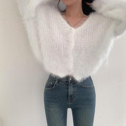 JOLILUNA Mohair Cardigan for Women - Fuzzy Open Front Oversized Faux Fur Coquette Sweater thumbnail 3