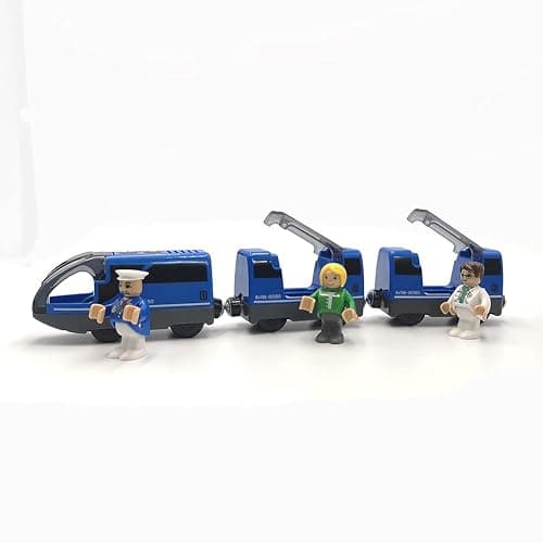 DSHMIXIA Battery Operated Train for Wooden Train Track Set Toys for Toddlers 3 4 5 Year Old Boys Kids Magnetic Couplings City Vehicle with Figures(Without Battery) thumbnail 5