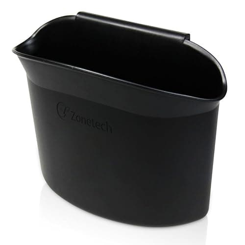 ZONETECH Portable Hanging Mini Car Garbage Can – Classic Black Trash Container - Premium Quality Automotive Universal Compact Traveling Wastebasket for Vehicle,Office, Home (1-Pack) - Image 1