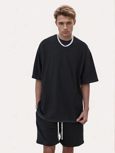 KEEPSHOWING Mens Oversized T Shirts Acid Wash Loose Fit Vintage Washed Tee Shirt Short Sleeve Streetwear Casual T-Shirts thumbnail 8