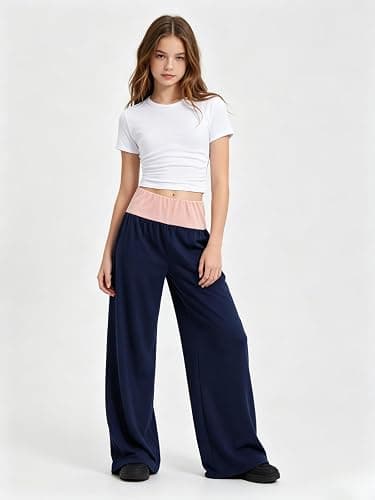 Voxikodex Teen Girls Pants 2 Pack Wide Leg High Waist Sweatpants with Pockets Athletic Pants Size 9-16 Years thumbnail 4