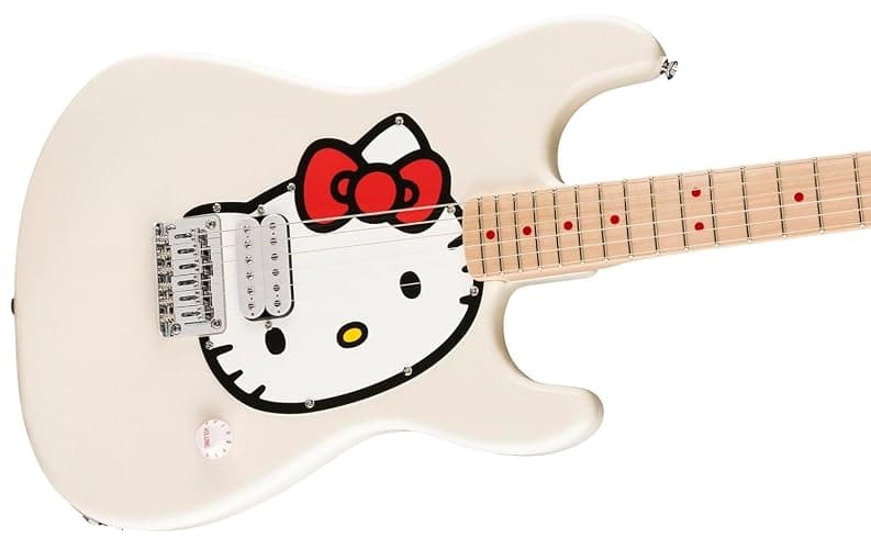 Fender x Hello Kitty Stratocaster Electric Guitar and Deluxe Hello Kitty Gig Bag, White thumbnail 5