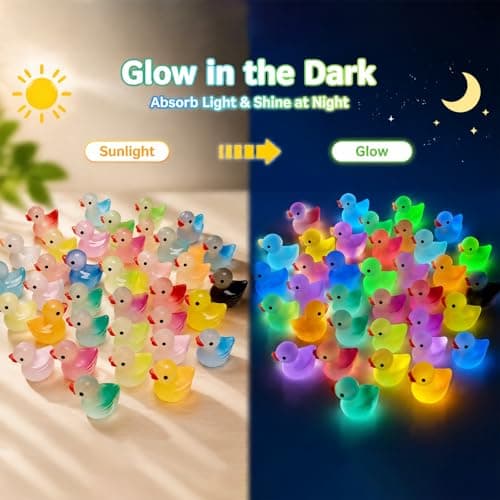 60Pcs Luminous Mini Resin Animals Ducks Bulk Tiny Resin Duck Glow in The Dark Mini Resin Figures Animals Small Plastic Miniature Ducks Figures for Miniature Landscape Decoration & DIY Craft Decor thumbnail 2