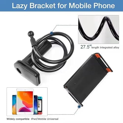 Lazy Handy-Halter, Handy-Clip, Betthalter, DIY, verstellbare lange Arm-Schwanenhals-Handyhalterungen, Lazy Bracket langer Arm-Clip, Klemmhalterung für Bett/Schreibtisch (schwarz) thumbnail 4