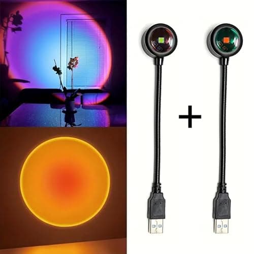 2Pcs Sunset Lights, Sunset Rainbow Colors Decorative Atmosphere, USB Night Light, for Family Room Living Room Wall Lighting, 2Pcs thumbnail 7