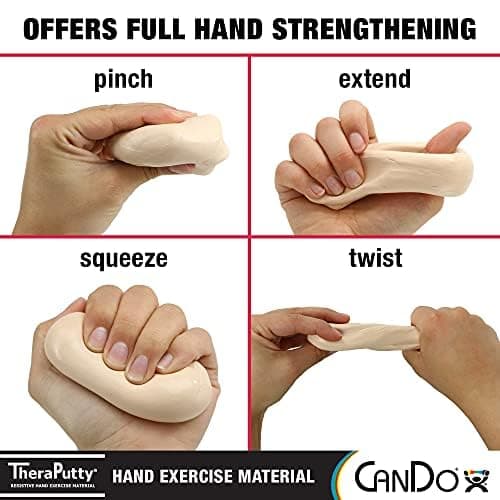 CanDo Theraputty Plus Hand Exercise Putty for Rehabilitation, Exercises, Hand Therapy, Hand Strengthening, Stress Relief - Red 4 oz Soft thumbnail 3