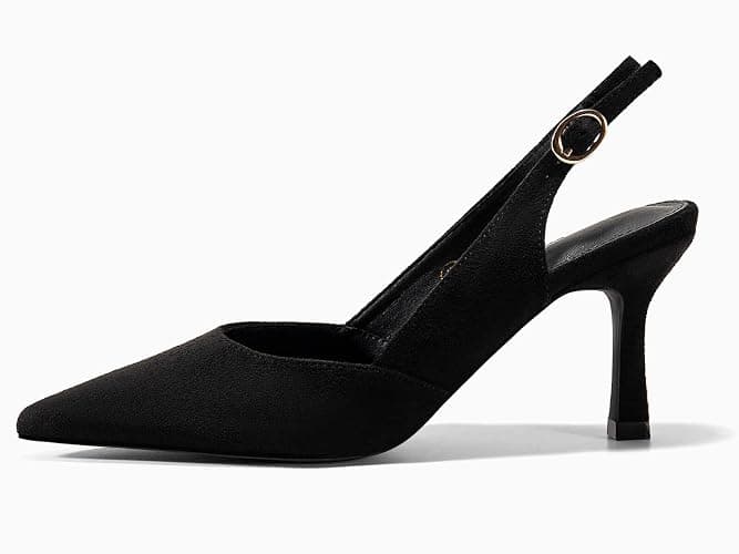Rilista Women's Slingback Kitten Heels Closed Pointed Toe Backless Wedding Party Dress Pumps Shoes thumbnail 3