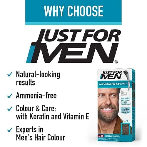 Just for men Moustache & Beard Dark Brown Dye, Eliminates Grey for a Thicker & Fuller Look M45 thumbnail 9
