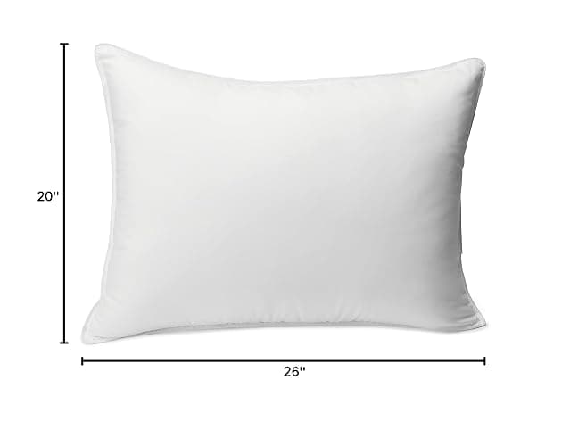 Amazon Basics Down Alternative Bed Pillows and Pillow Protector Case 2-Piece Set, Medium Density, Standard - Pack of 2, White, 26"L x 20"W thumbnail 3