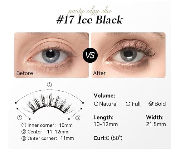 WOSADO Magnetic Eyelashes with Applicator Kit, [V17 Ice Black] Reusable Magnetic Lashes without Eyeliner, Glue-free False Lashes, Waterproof, Lightweight, Suit for Natural Makeup thumbnail 4