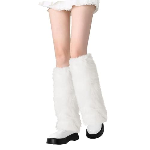 PHOGARY Faux Fur Fuzzy Leg Warmers Furry Boot Covers for Women Girls, Furry Boot Cuffs Fuzzy Shoes Cover Socks for Costumes - Image 1