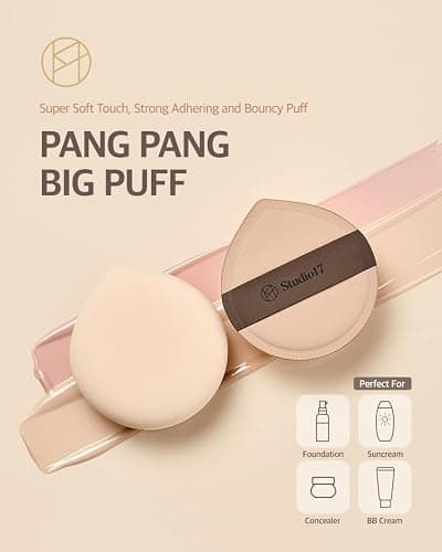 STUDIO17 Pang Pang Makeup Powder Puff 1 Pc | Big Makeup Sponge for Foundation | Fluffy Cushion Puff Blender With Latex | Korean Makeup Puff for Foundation and Powder | 2.2In Diamater thumbnail 2