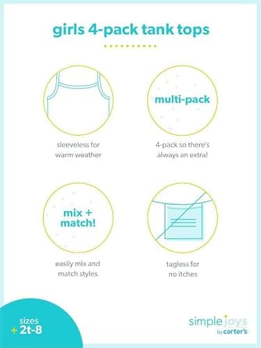 Simple Joys by Carter's Girls and Toddlers' Tank Tops, Pack of 4 thumbnail 7