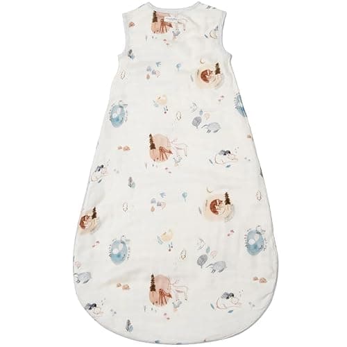 Loulou Lollipop Lightweight Muslin Wearable Baby Blanket Sleeping Bag, Unisex Infant Toddler, 0.5 TOG, 2-Way Zipper Sleepsack - 0-6 M - Cozy Forest thumbnail 2